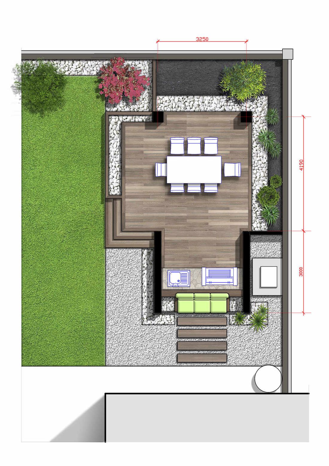 Digital erstellte Projektplanung eines Gartens